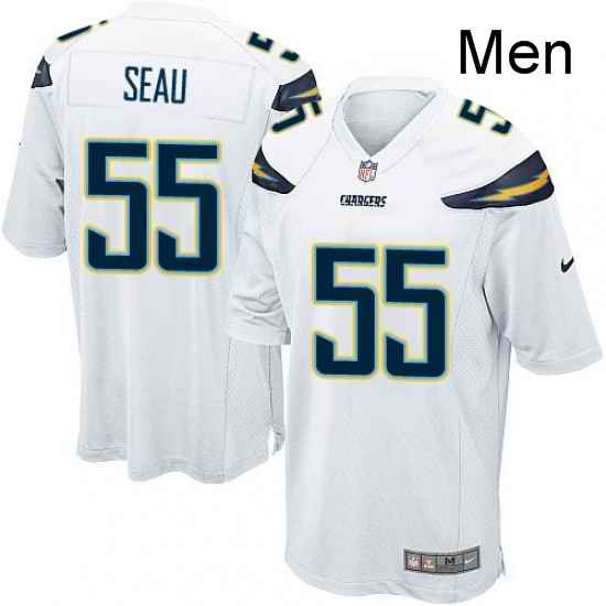 Men Nike Los Angeles Chargers 55 Junior Seau Game White NFL Jersey